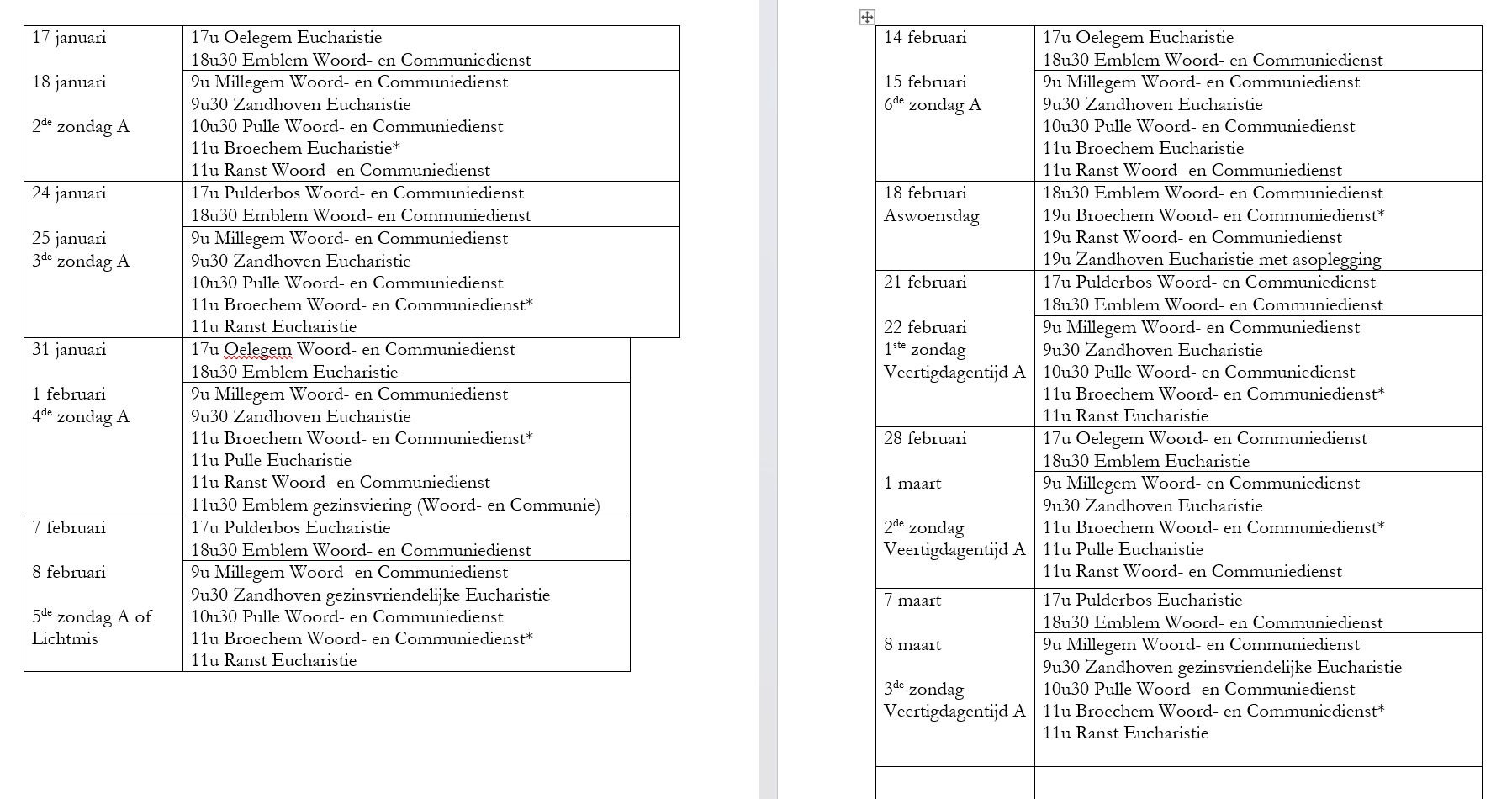 Vieringen in onze kerken:  juli augustus 2025