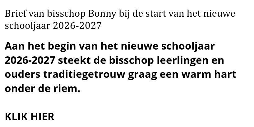 Brief begin schooljaar bisschop Johan Bonny