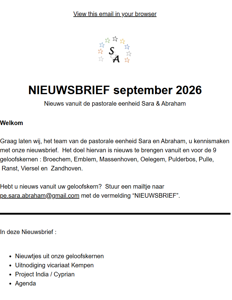 Wenst u onze Nieuwsbrief te ontvangen? 